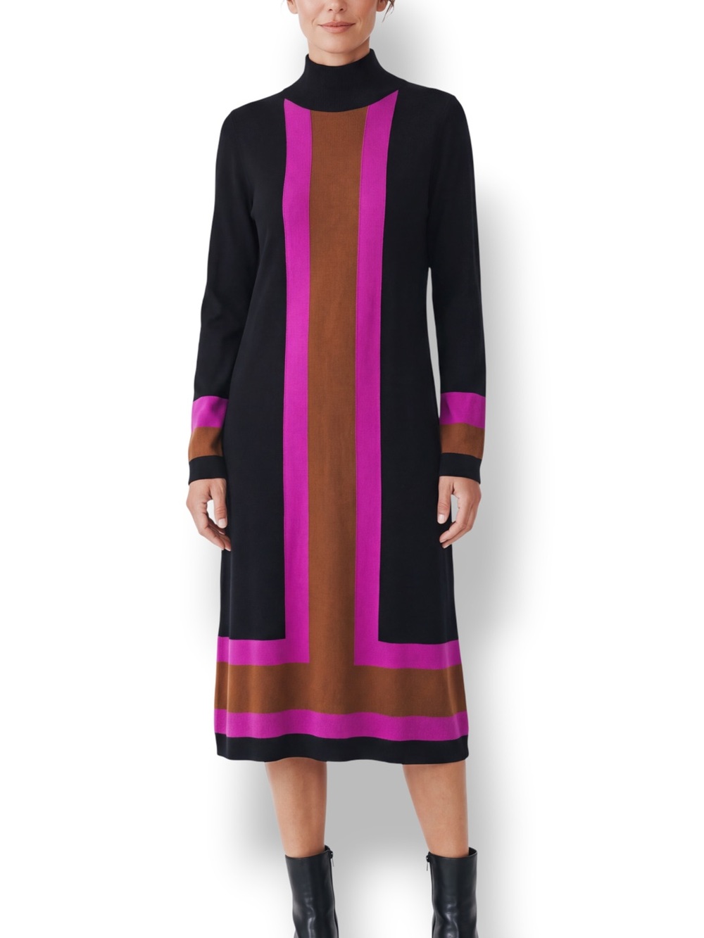 4/$20 INC International Concepts XL Colorblock Turtleneck Knit Midi Sweater Dres